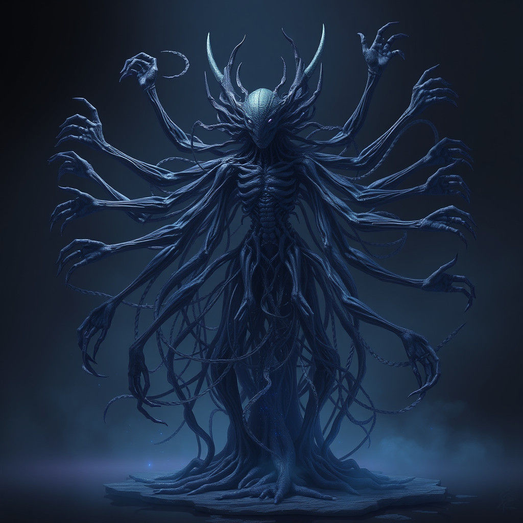 Ethereal Biomechanical Creature in Dark Fantasy Style