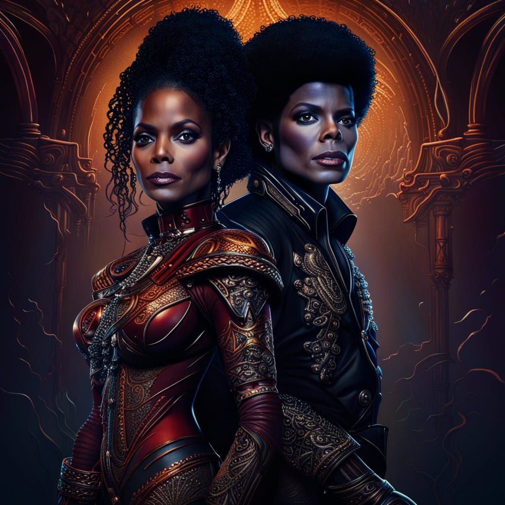 Michael and Janet Jackson: Detailed Matte Painting