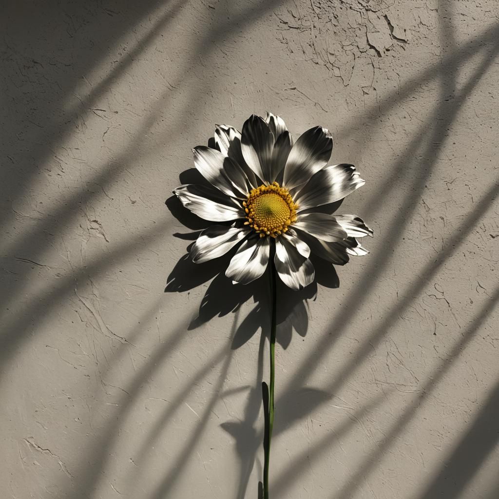 Reflected Light Creates Flower Image on Wall