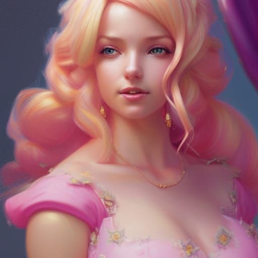 Princess Peach Realistic Portrait in Pixar Style