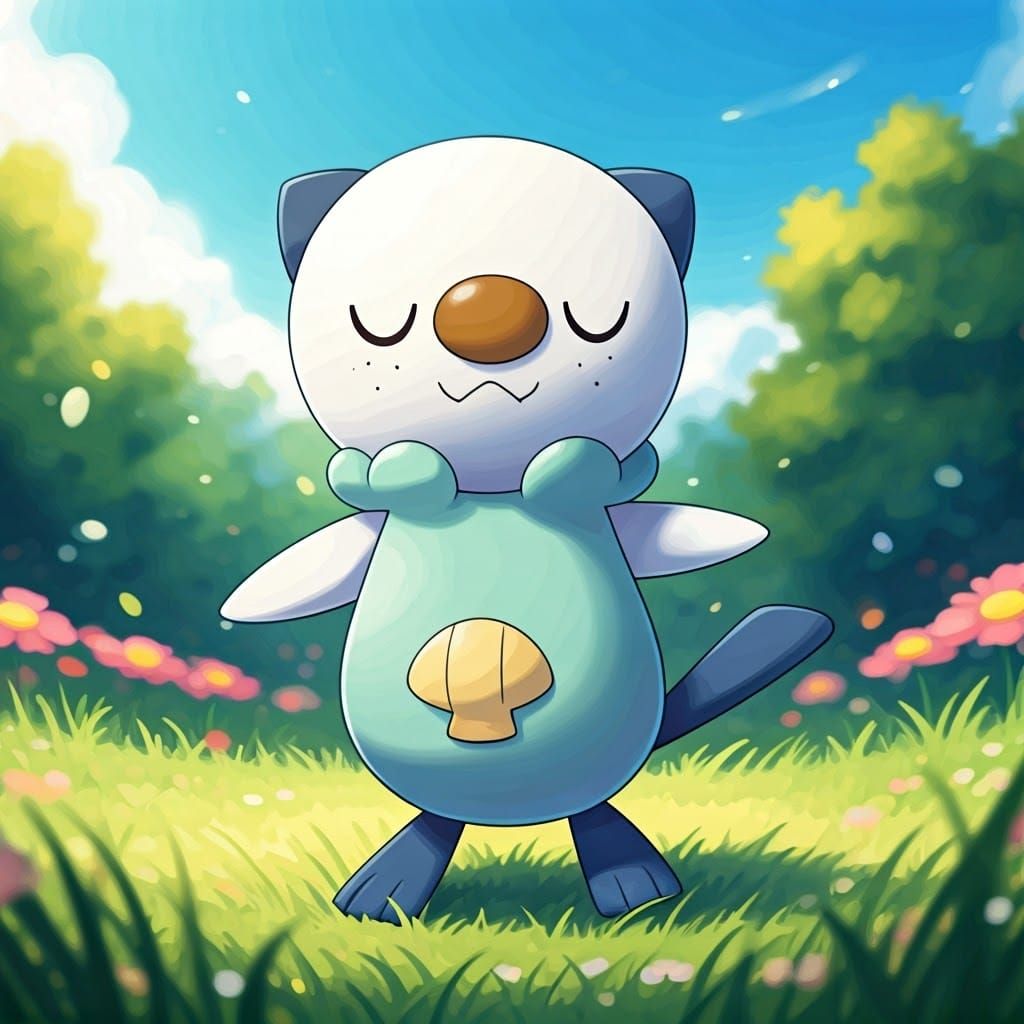Whimsical Oshawott in Vibrant Garden