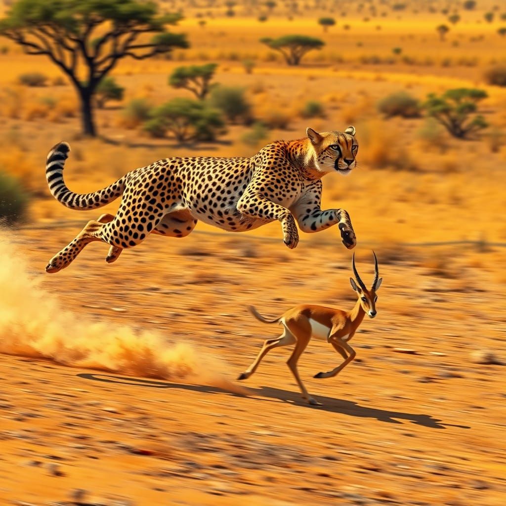 Cheetah Pursues Thompson's Gazelle in Dynamic Wildlife Scene
