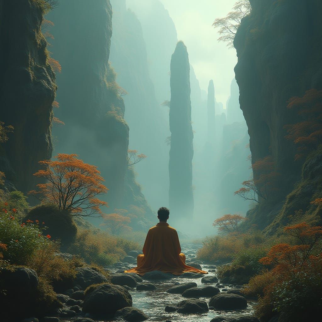 Alien Zen Garden with Crystal Formations