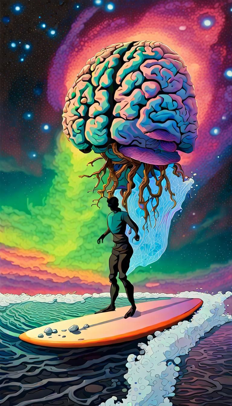 Brain Surfing Galaxy on Bioluminescent Board