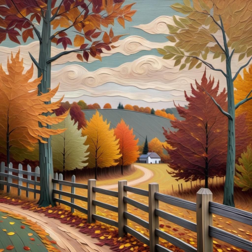 Impressionist Autumn Whirlwind with Golden Light