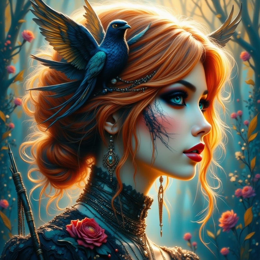 Ethereal Gothic Beauty in 3D Anime Style