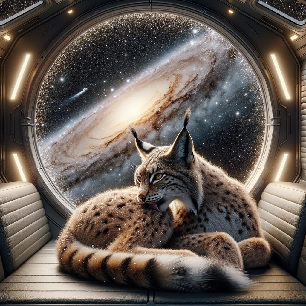 Serenity in the Cosmos: A Starbound Lynx in 16K Detail