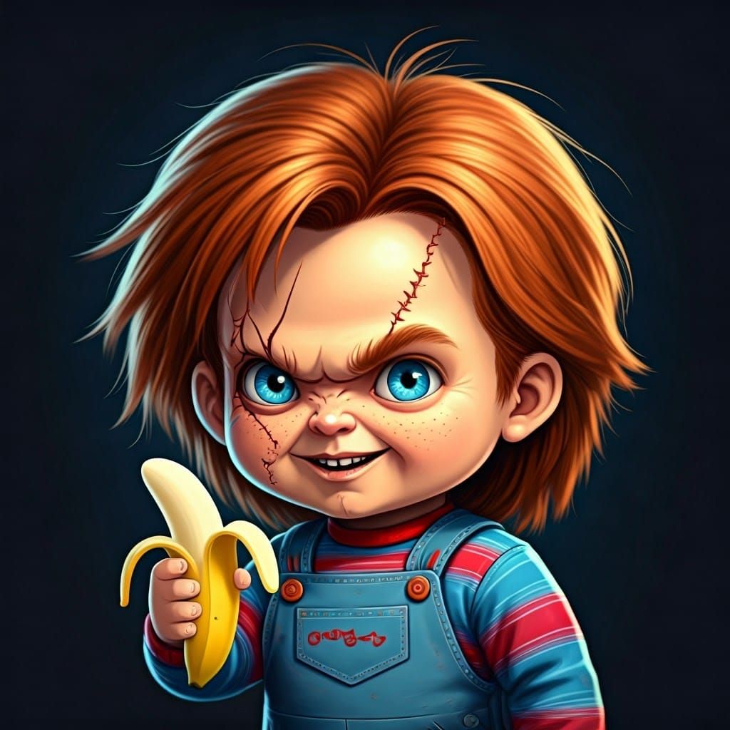 Chibi Chucky Portrait with Banana
