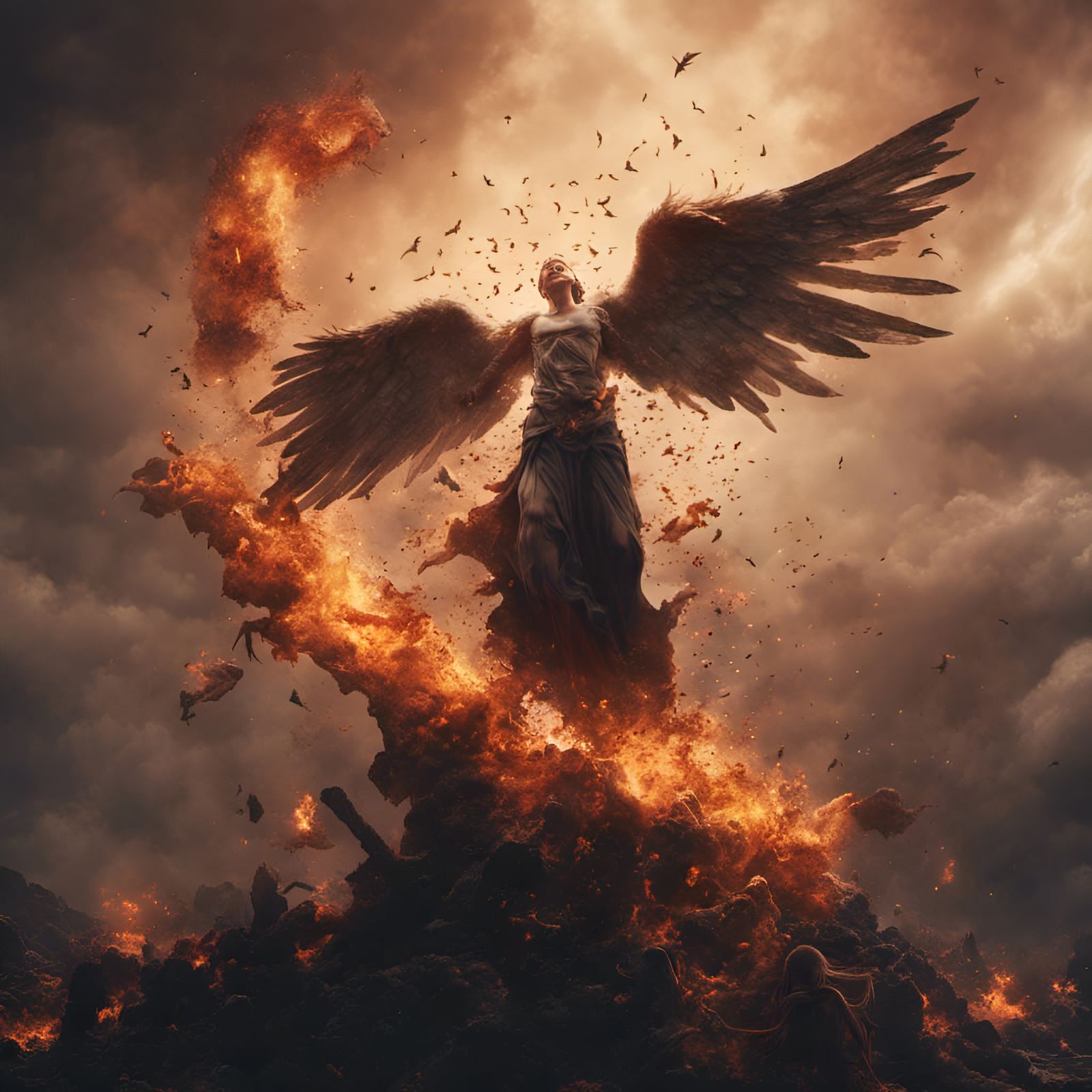 Ultra Realistic Angel Falling From Heaven