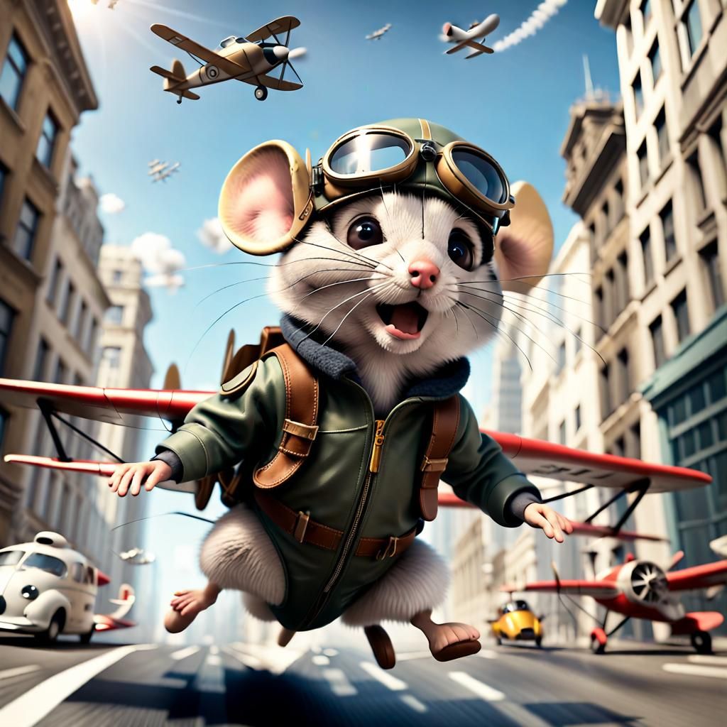 Cute Mouse Pilot Stunt Flying Adventure