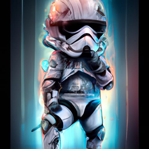 Adorable Chibi Stormtrooper Portrait in Digital Art Style