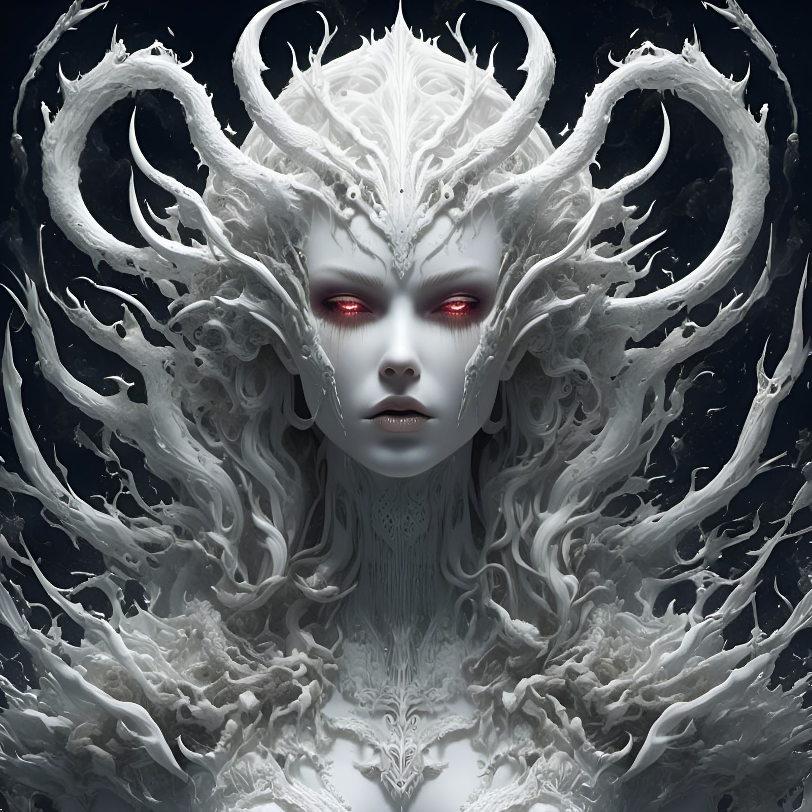 Anime Portrait of White Slime Monster Girl