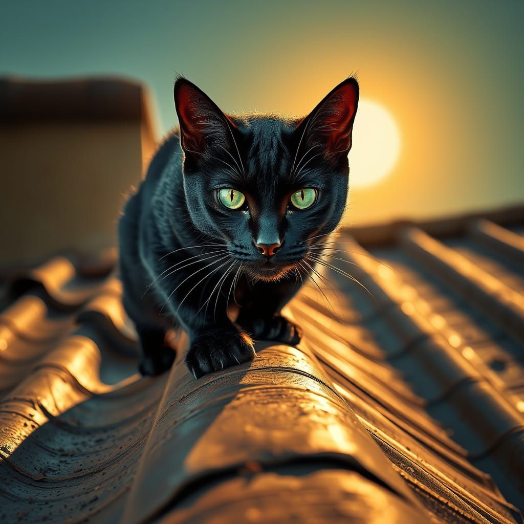 Black Cat on Hot Tin Roof: Intense Realism