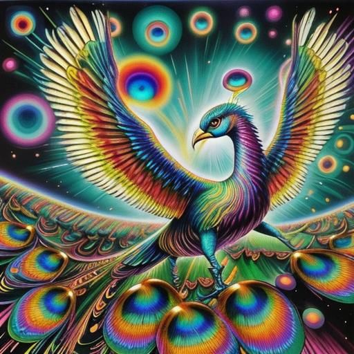 Psychedelic Archaeopteryx Portrait in 1960s Poster Art Style