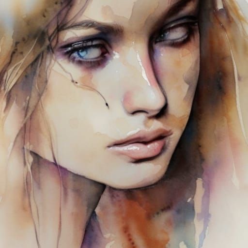 Watercolor Portrait of a Gorgeous Young Woman