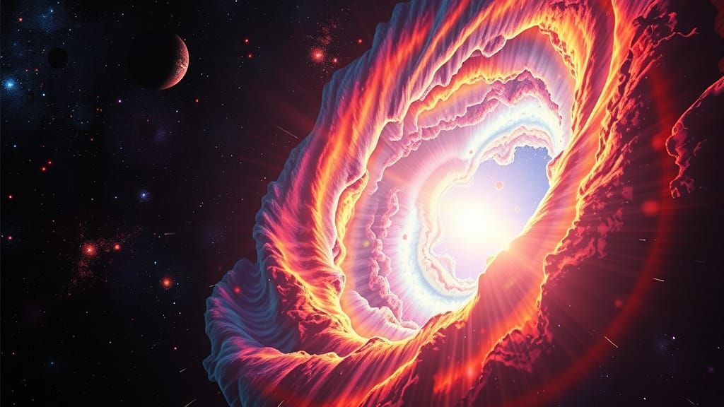 Spectacular 3D Nebula Vortex with Light Rays