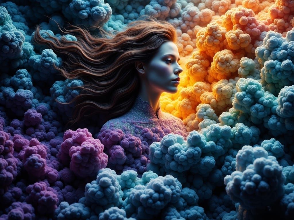 Dreamy Face Appears in Vibrant, High-Definition Clouds