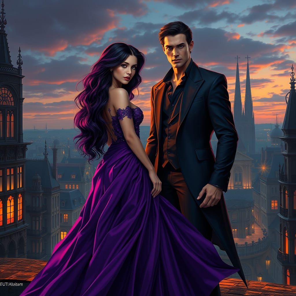 Mysterious Dusk Encounter in a Belgian Cityscape