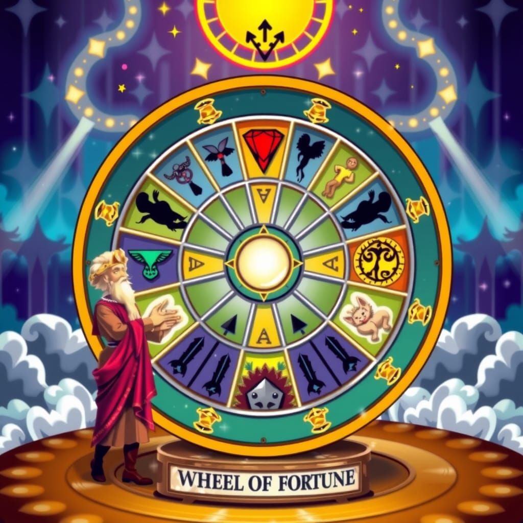 Wheel of Fortune Tarot Card in Fantasy Style