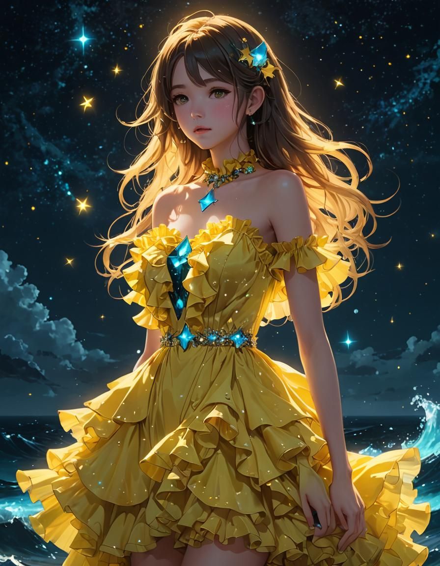 Bioluminescent Ocean View: Anime Style 3D Art