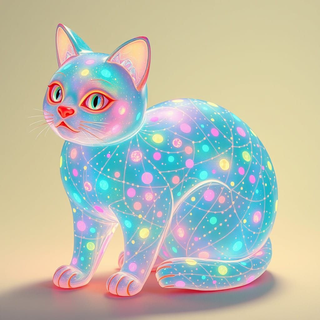 Sugary Cat in Vibrant Pastel Colors