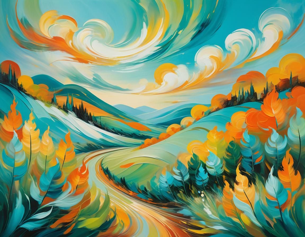 Ethereal Wind in Dreamlike Fauvist Surrealist Landscape