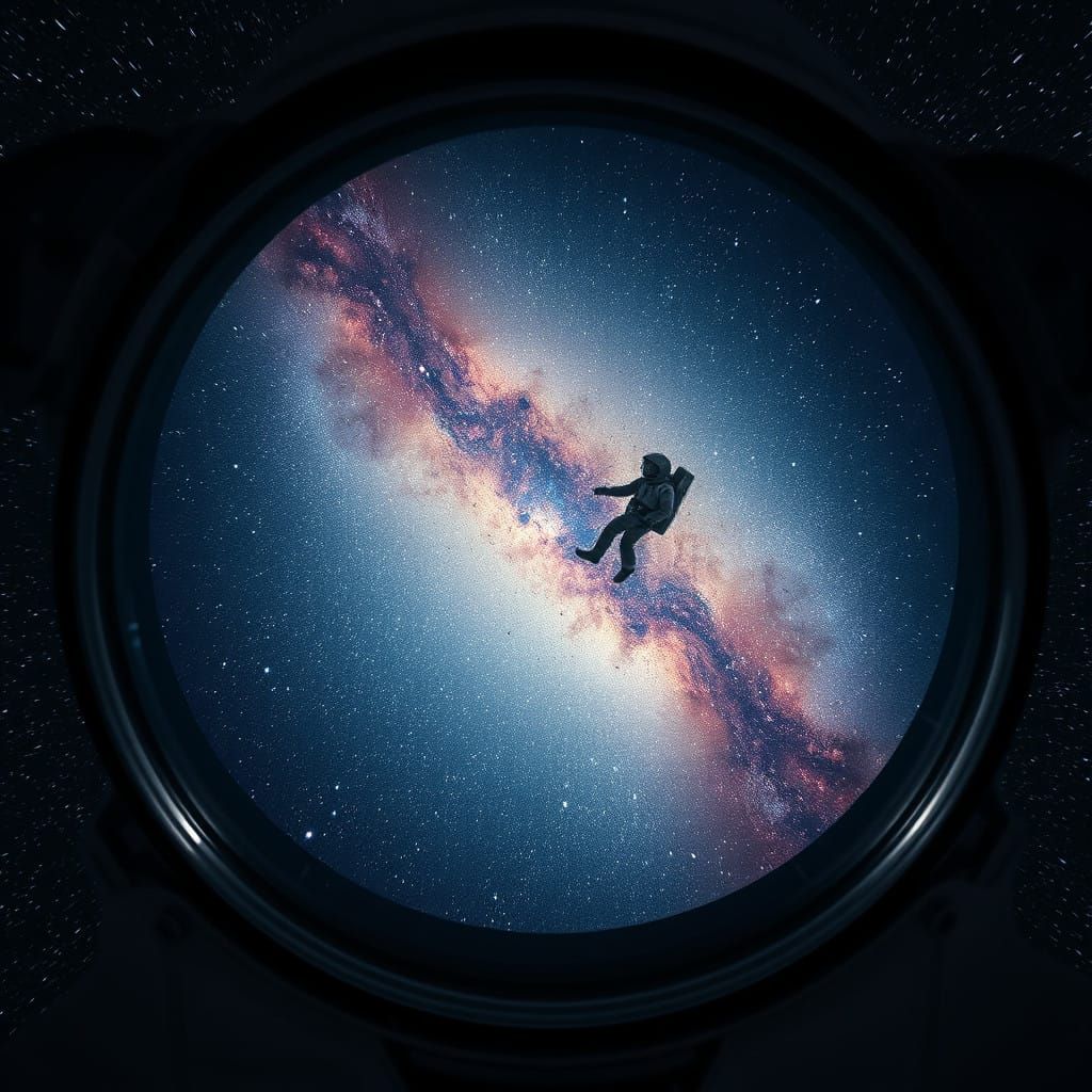 Astronaut in Cosmic Drone Helmet Captures Milky Way