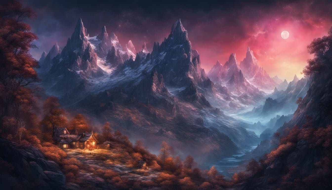Mesmerizing Moonlit Mountainous Landscape