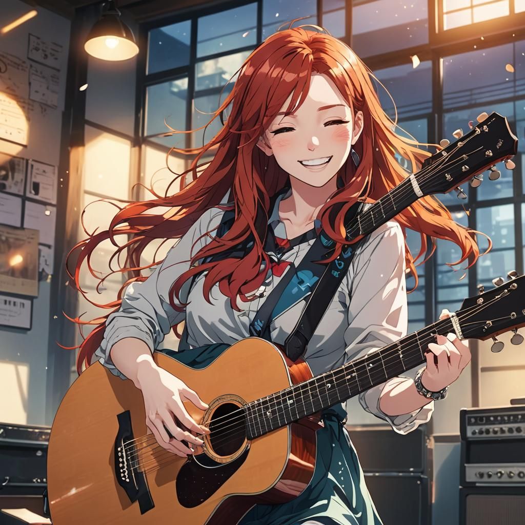 Pregnant Musician in Anime Key Visual Style