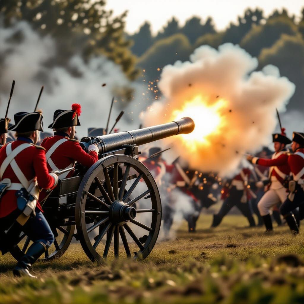 Napoleon's Army Cannon Blasts British Redcoats