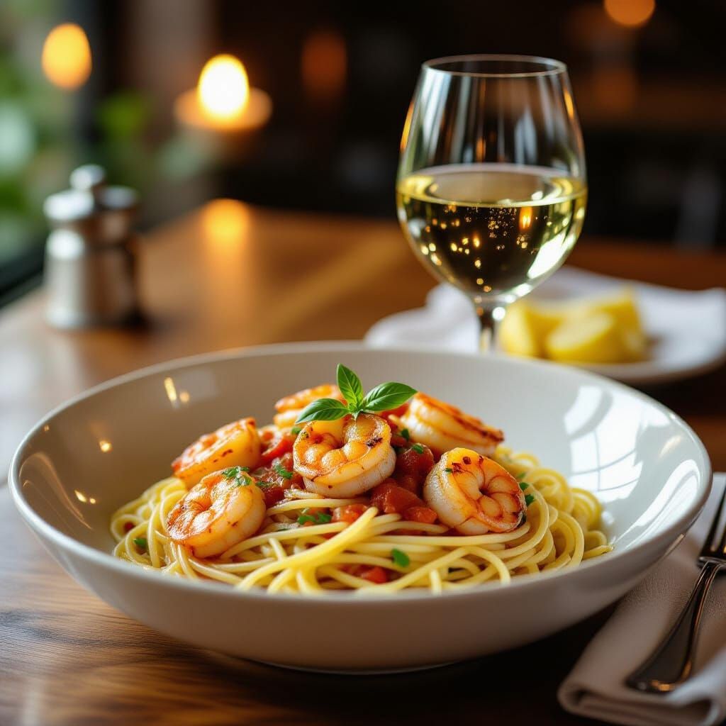 Shrimp Fra Diavolo with Linguine and White Wine