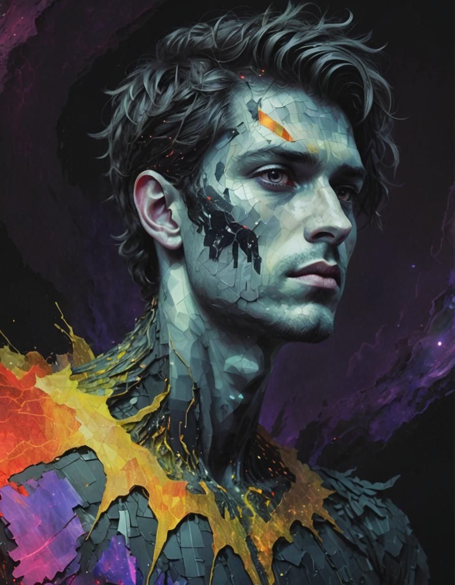 Lava Man in Surreal Digital Artscape