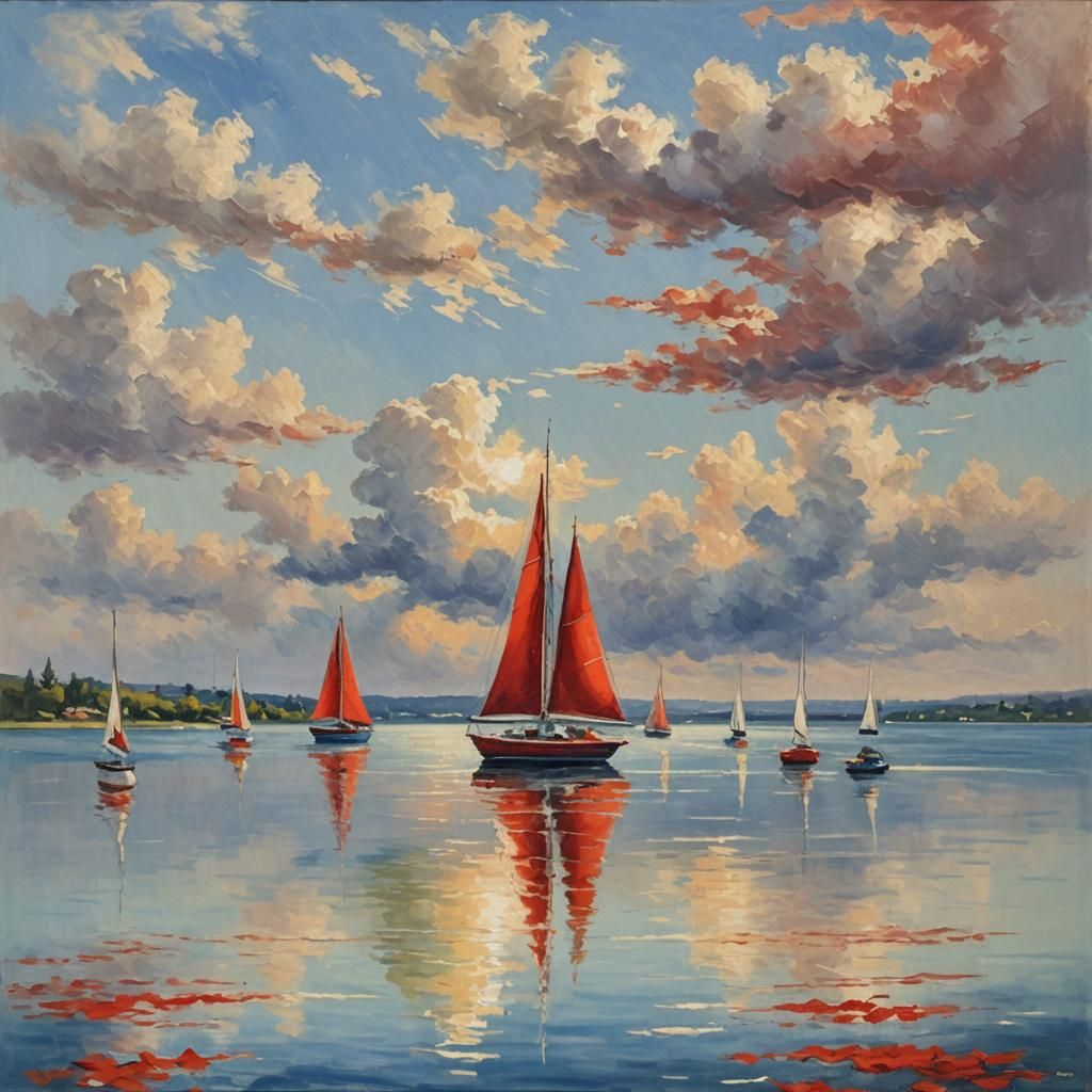 Impressionist Sailboats in Argenteuil Style