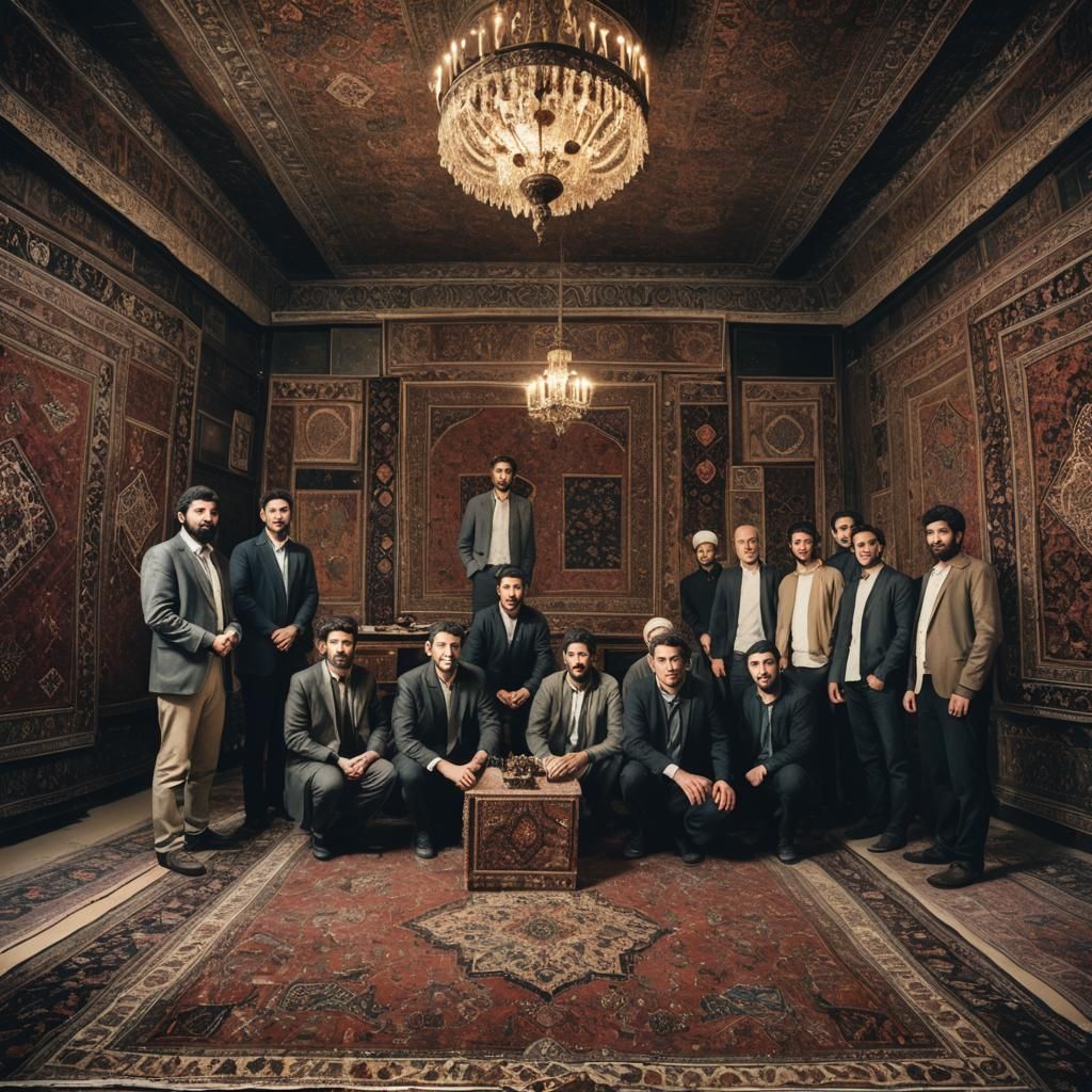 Illuminated Figures in an Old Room