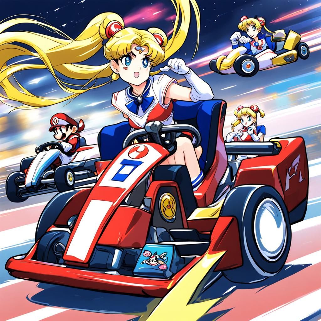 Sailor Moon Races in Mario Kart: Anime Style