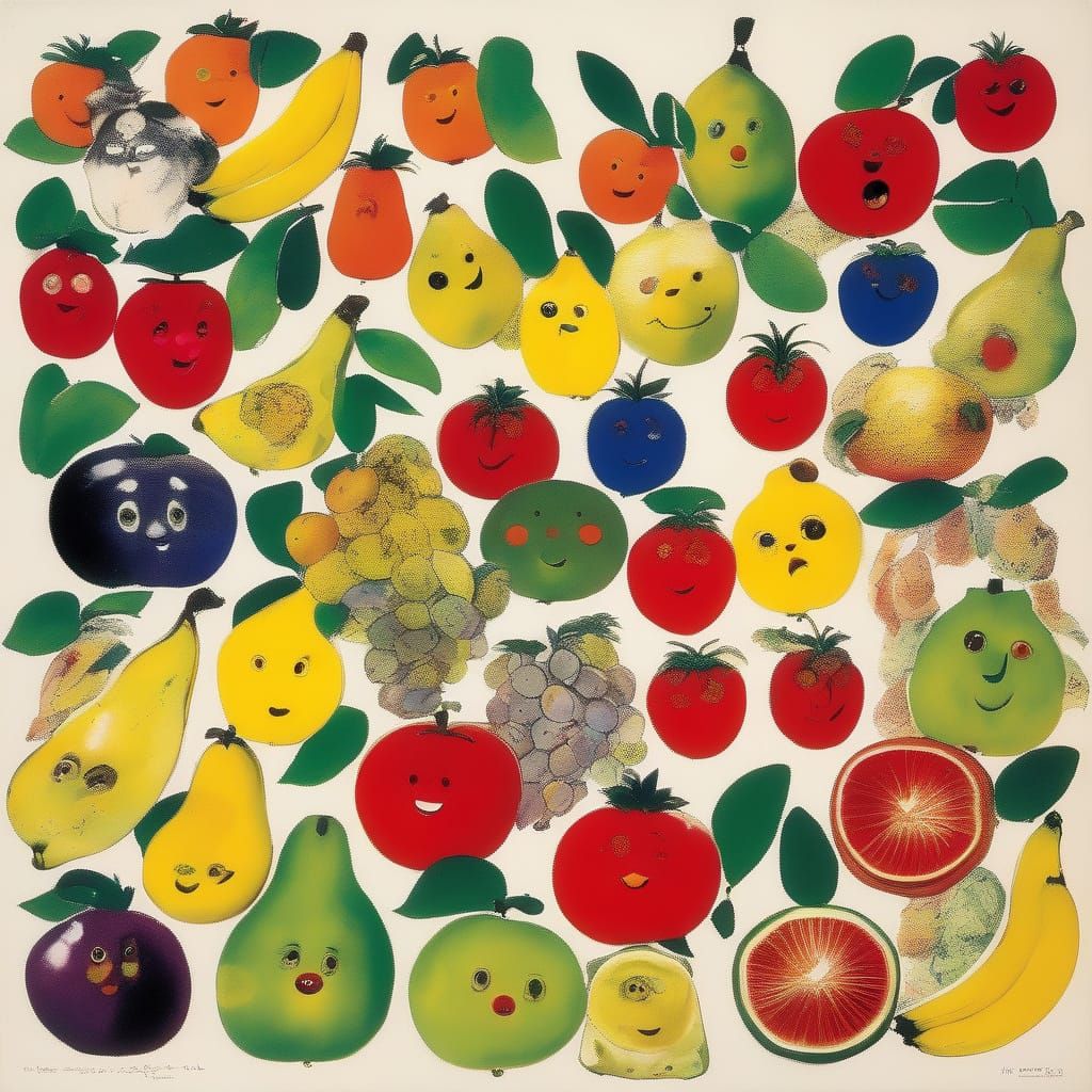 Fruit Portraits in Street Art Style