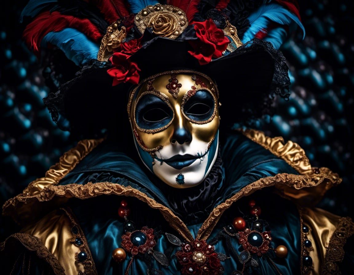 spooky harlequin at the venice carnival