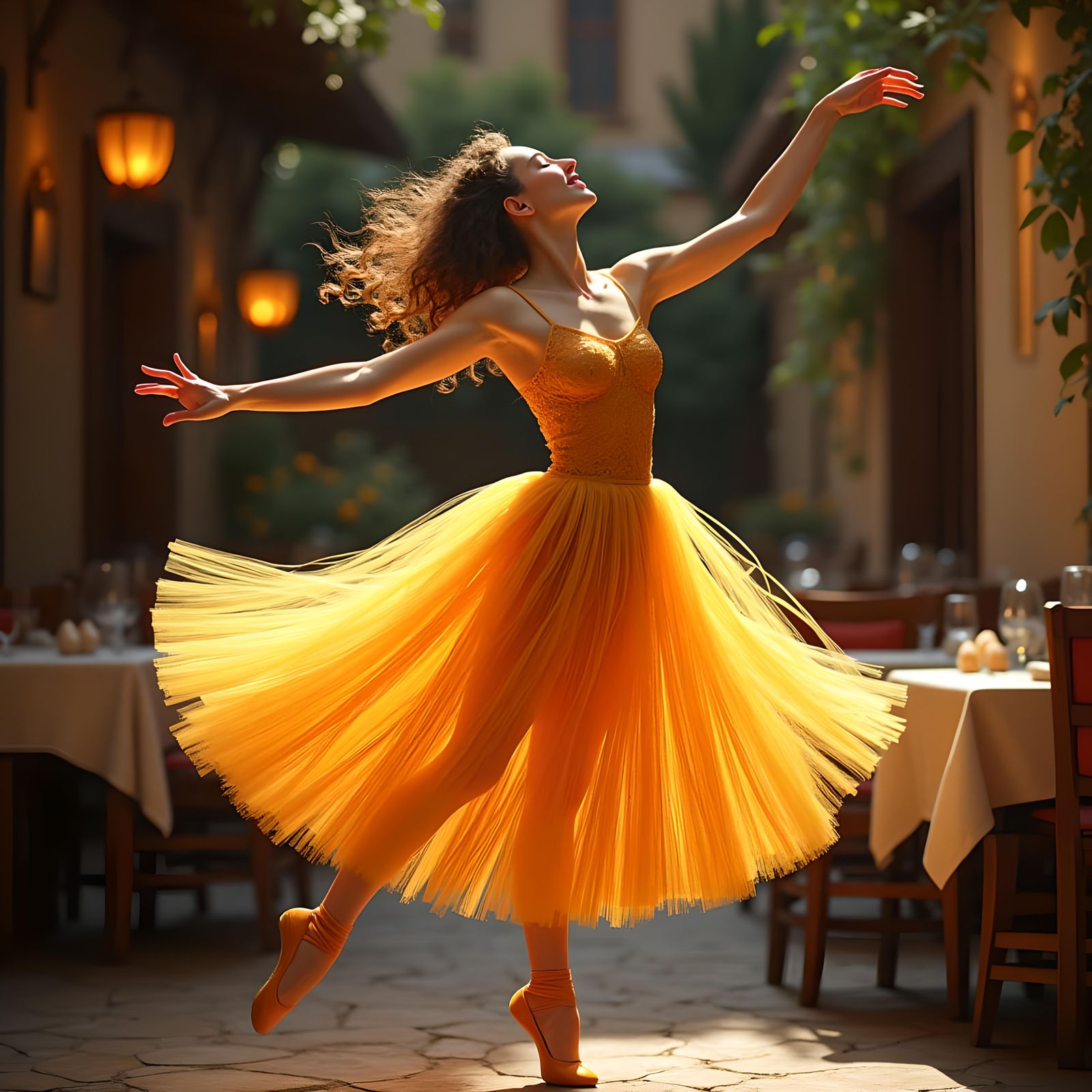 Spaghetti Ballerina in Italian Trattoria Digital Art