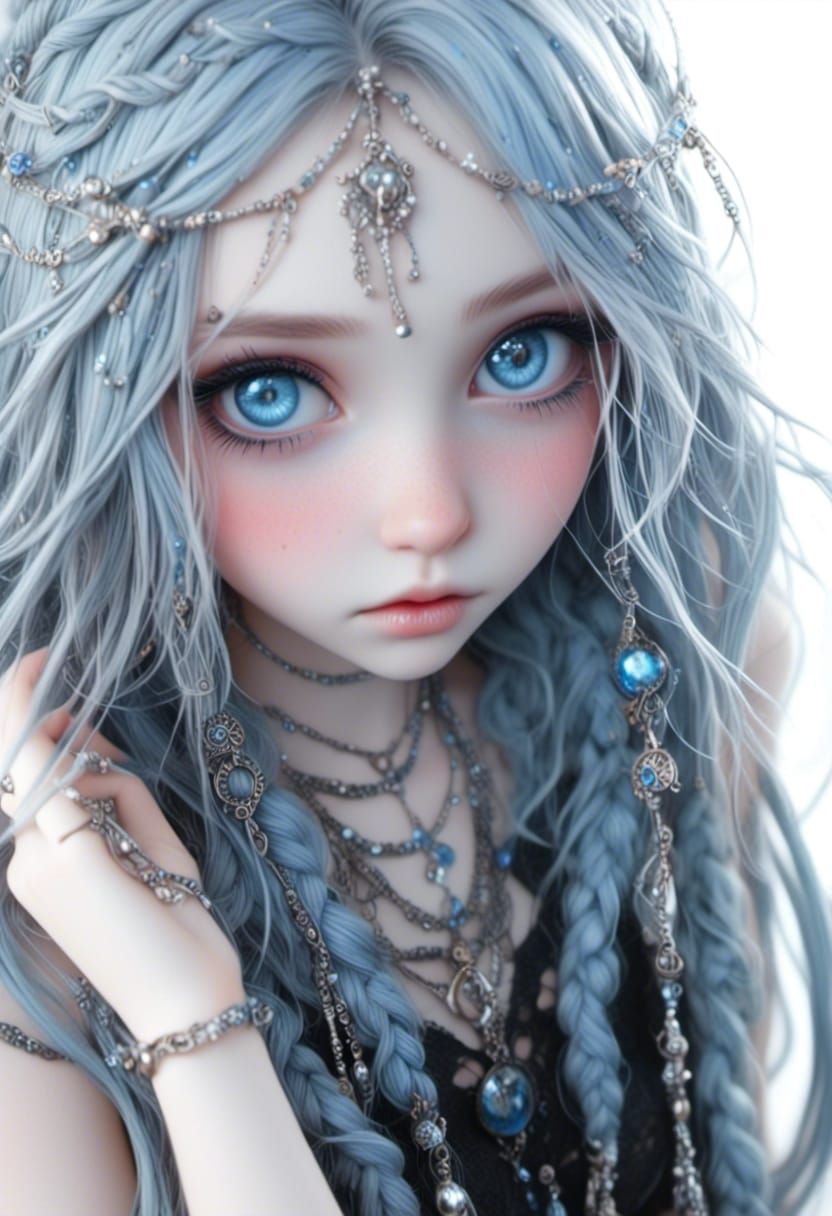 Ethereal Biopunk Villainess with Braided Hair