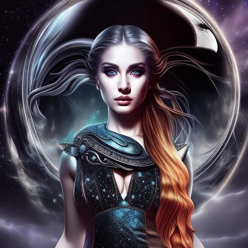 Sensual Moon Goddess Portrait in Hyperrealistic Style