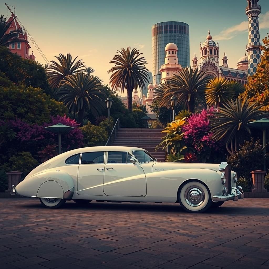 Retro-Futuristic Limousine in Steampunk Style