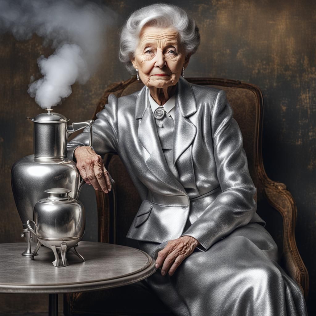 Elegant Silver Lady in Liquid Vapor