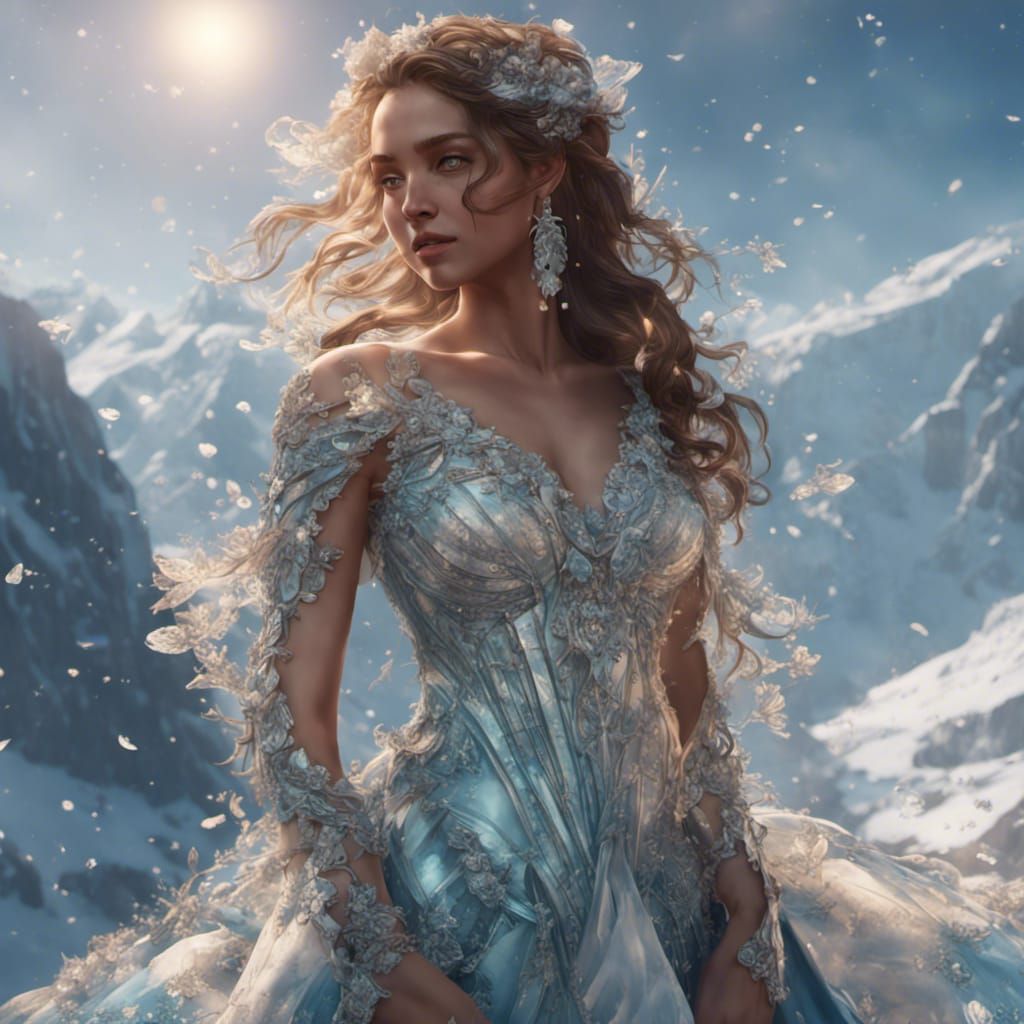 Glacier Diamond Dress: Hyperdetailed Concept Art