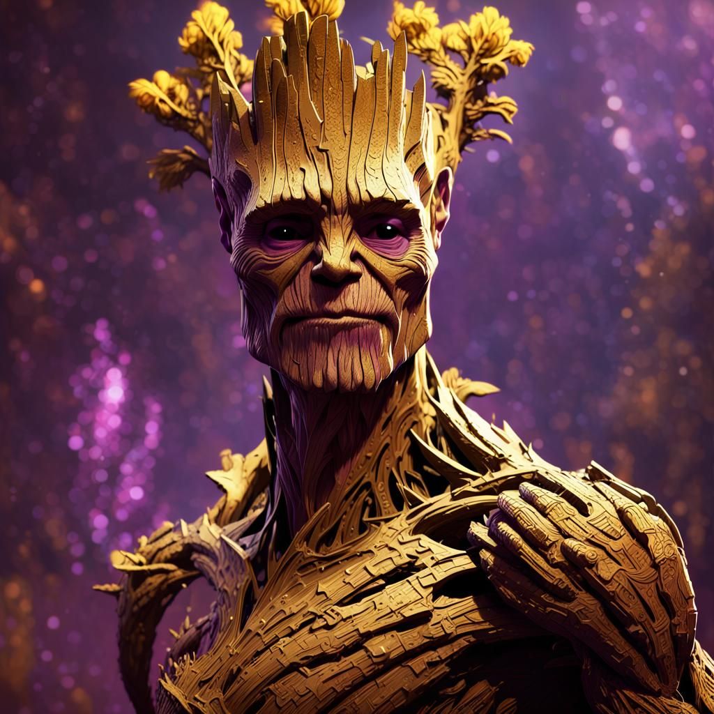 Warrior King Groot Dark Fantasy Concept Art