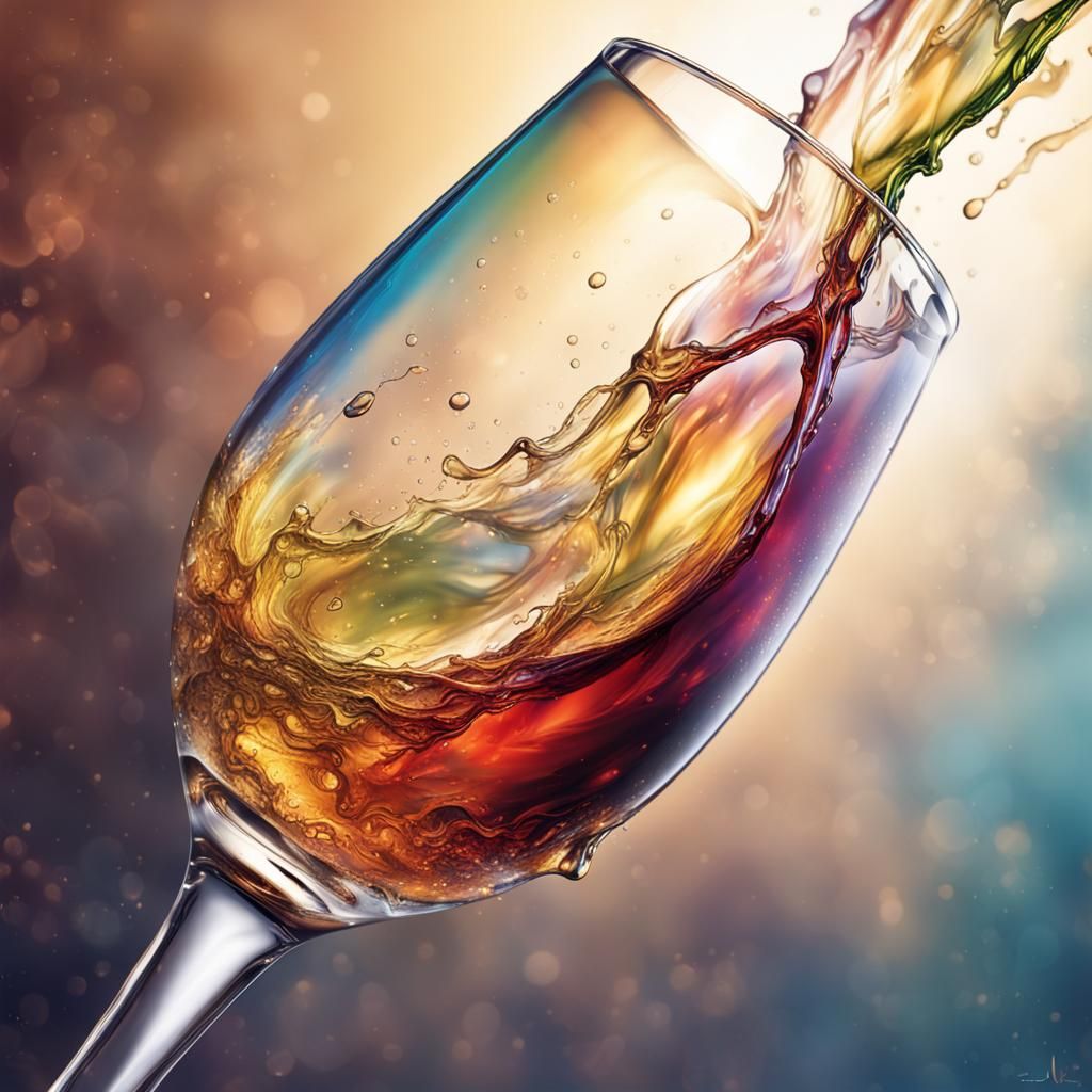 Alsatian Vineyard Reflected in Riesling Glass