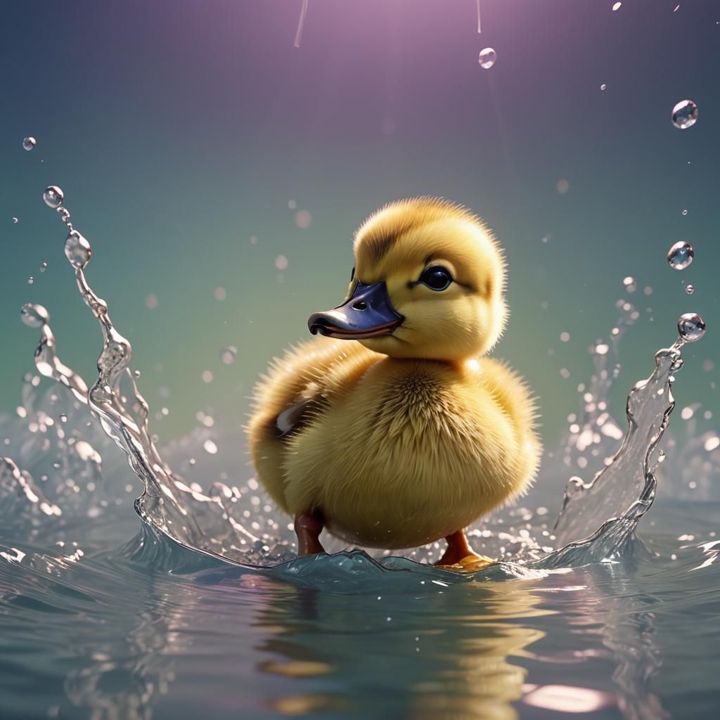 Cute Duckling with Fluffy Cheeks: 3D Digital Art