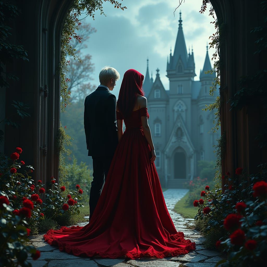 Red Riding Hood at Gothic Mansion, Cinematic Film Still