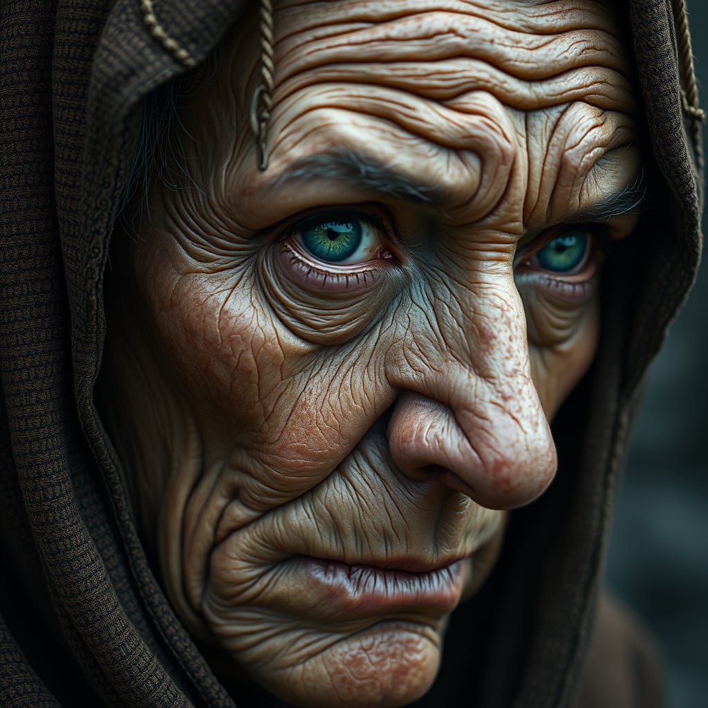 Enigmatic Woman with Crystal Eye: Photorealistic Portrait