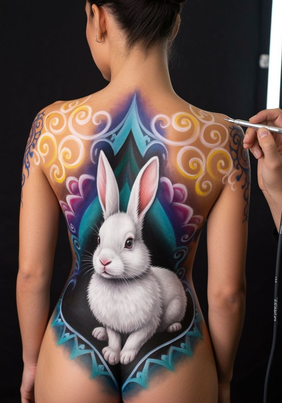 Airbrushed Body Art: Colorful Bodysuit Illusion