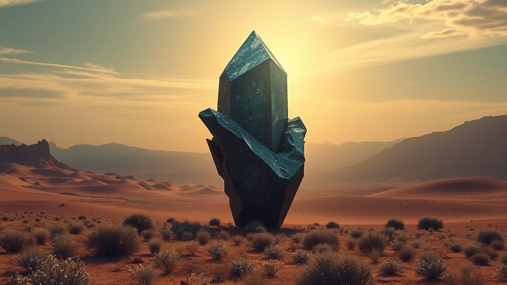 Cosmic Monolith Glows with Iridescent Leaves